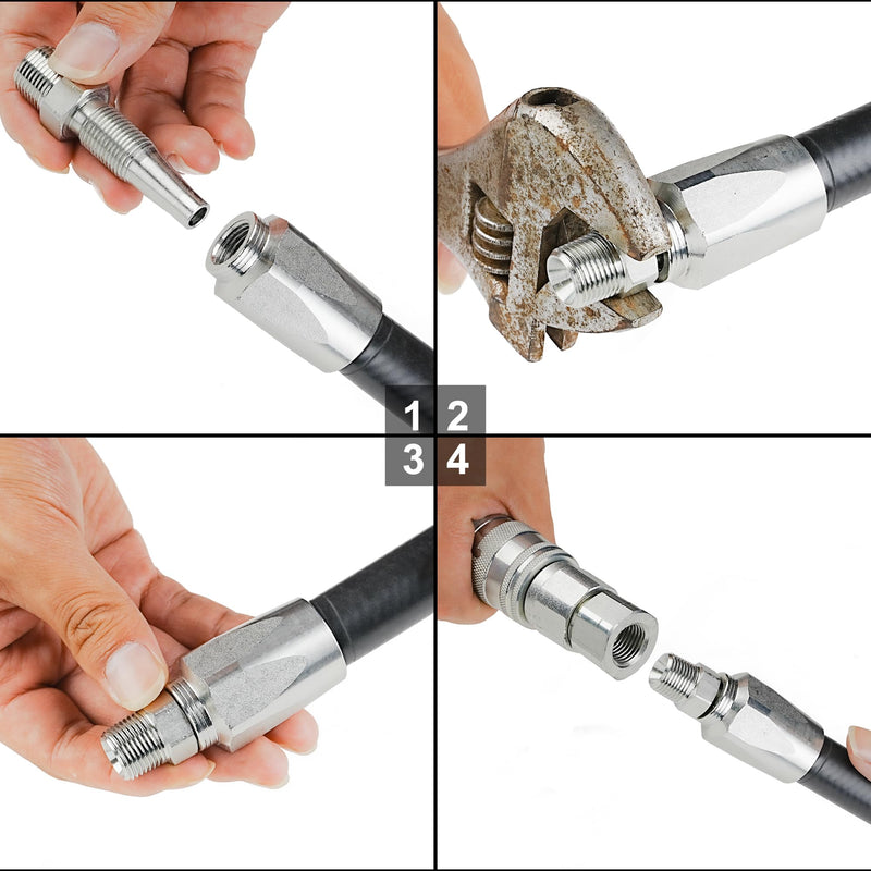 [Australia - AusPower] - 2PCS 3/8'' Reusable Hydraulic Fittings, Size #6 Single Wire Hydraulic Hose Repair Kit 
