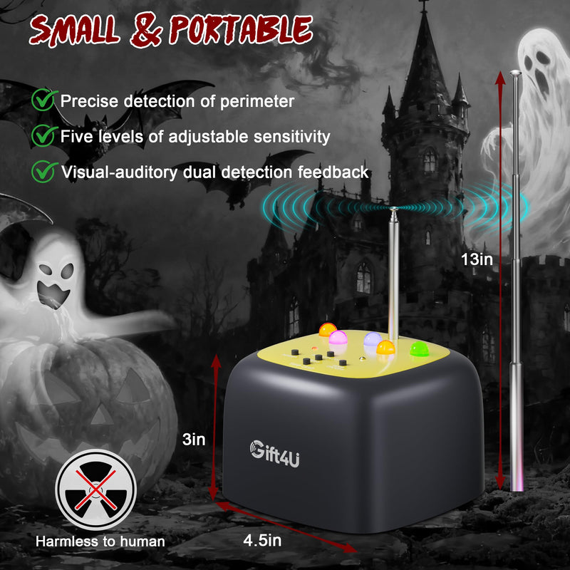 Ghost Hunting Equipment, Paranormal Investigation Equipment Portable Ghost Hunting Kit, EMF & Temp Sensor Detector with 5 Sensitivity Levels and Auto-Calibration, Halloween Gifts Yellow