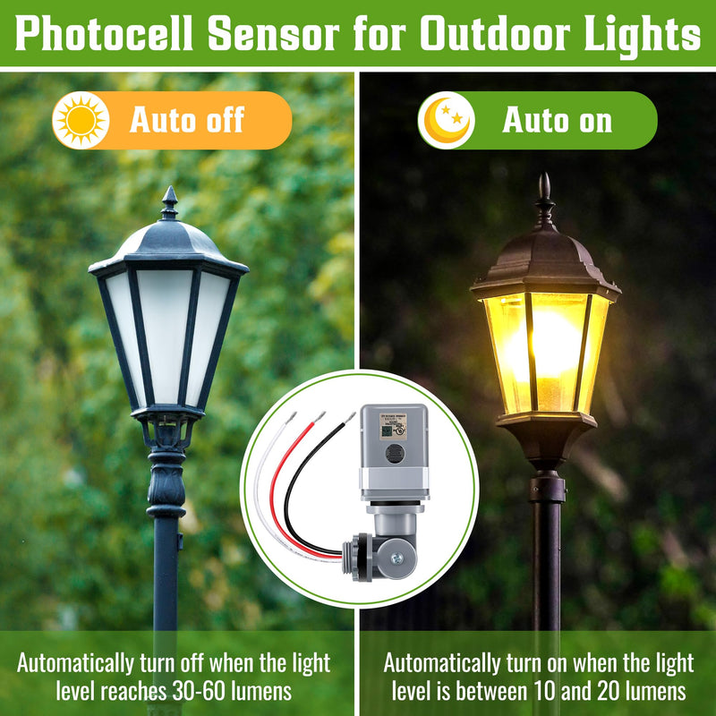 [Australia - AusPower] - 4 Pack Photocell Sensor for Outdoor Lights, 120VAC 50/60 Hz Photocell IP54 Waterproof, Swivel Mount Photocell, Dusk to Dawn Sensor Photoelectric Switch for Back Yard Lightening 