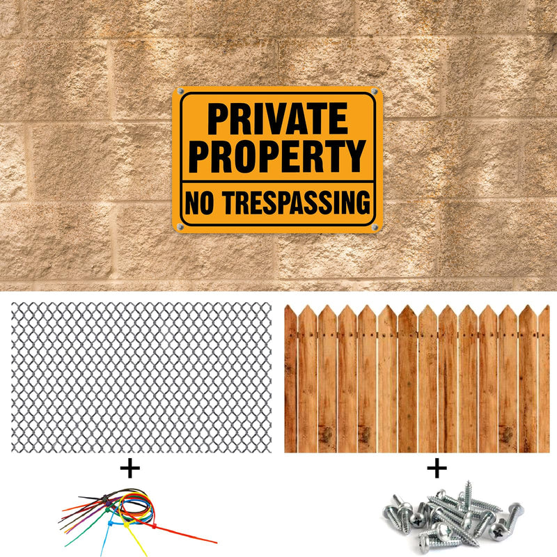 LEIFIDE 12Pcs No Trespassing Private Property Signs 7 x 10 Inch Metal Reflective Aluminum No Trespassing Sign Weatherproof Warning for Property Security(Safety Orange,Yellow, Black) Safety Orange Yellow, Black