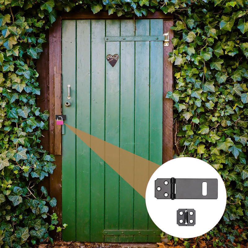 [Australia - AusPower] - 3Inch Lock Hasp Latch, 4 Pack Black Hasp Latch Padlock Hasp Door Slide Latch Safety Packlock Clasp Gate Locks for Wooden Fence, Pet Cage, Cabinet, Window, Garden, Yard 3Inch 