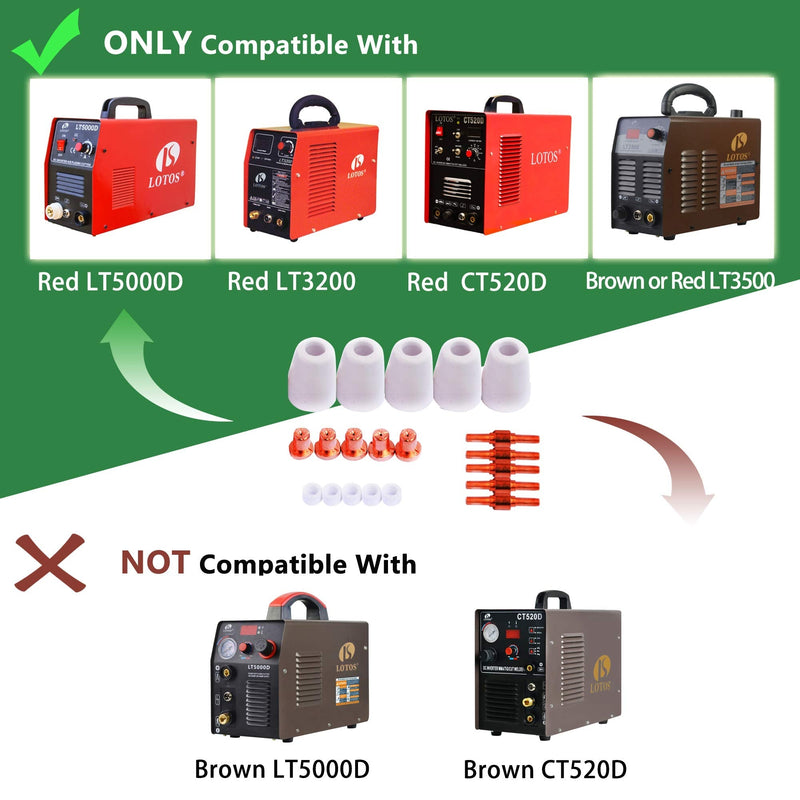 40-Piece Set of Nozzle Electrode Cup and Ring LCON40 for LT5000D CT520D CUT32i 40 Pieces
