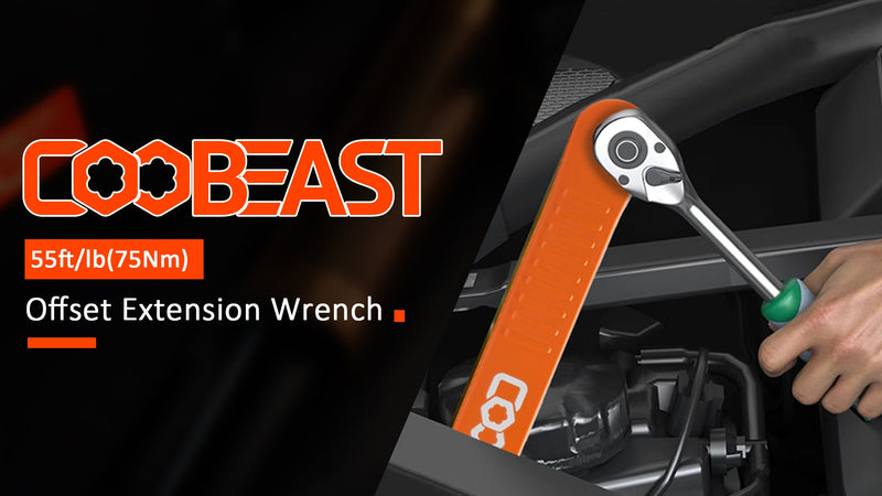 Coobeast blue 13.4-inch 3/8-inch offset extension wrench, impact-ready socket wrench extender tool