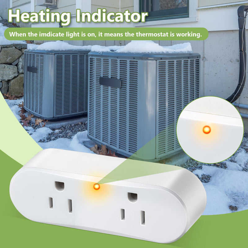 Feekoon 2 Pcs Thermostatically Controlled Outlet, Plug-in Thermal Cube, Auto On Below 32°F & Off Above 50°F, Temperature Controller for Coop Heater, Bird Bath Deicer, Heating Cable & Pipe