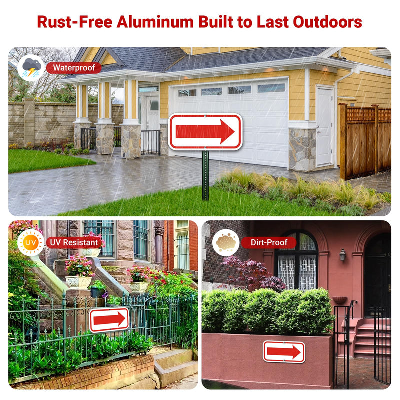 (2 Pack) Red Arrow Signs, 12” x 6” Rust Free Aluminum Reflective Signs, This Way Directions Arrow Sign, UV Protected, Fade Resistant, Weatherproof, Easy to Mount ﻿ 2