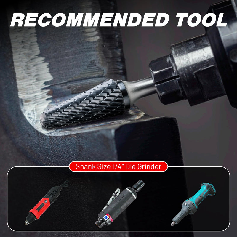 [Australia - AusPower] - EZARC AlCrN Hartmetall-Rotationsfräser (Pro), SL-5 Doppelschnitt Frässtift 1/4-Zoll- Schaft für Metallbearbeitung, 2X Lebensdauer 
