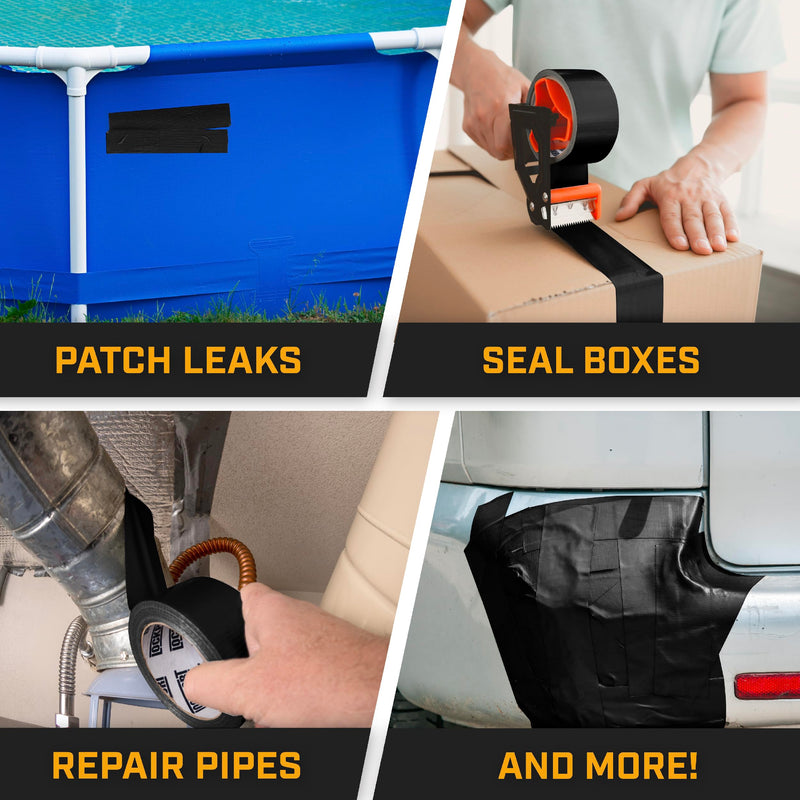 Lockport Duct Tape Heavy Duty Waterproof,20 Yards x 2 Inch,Strong Adhesive Roll for Indoor & Outdoor Repair,No Residue,Tear by Hand - Duct Tape Bulk Value (Black, 1 Pack) Black