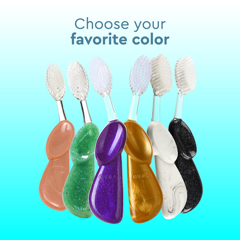 RADIUS Big Brush BPA Free & ADA Accepted Toothbrush Designed to Improve Gum Health & Reduce Gum Issues - Right Hand - Midnight Sky/ Marble/ Soda Pop Eco Grind - 3 count (pack of 1) Midnight Sky/Marble/Soda Pop Eco Grind 1 Count (Pack of 3)