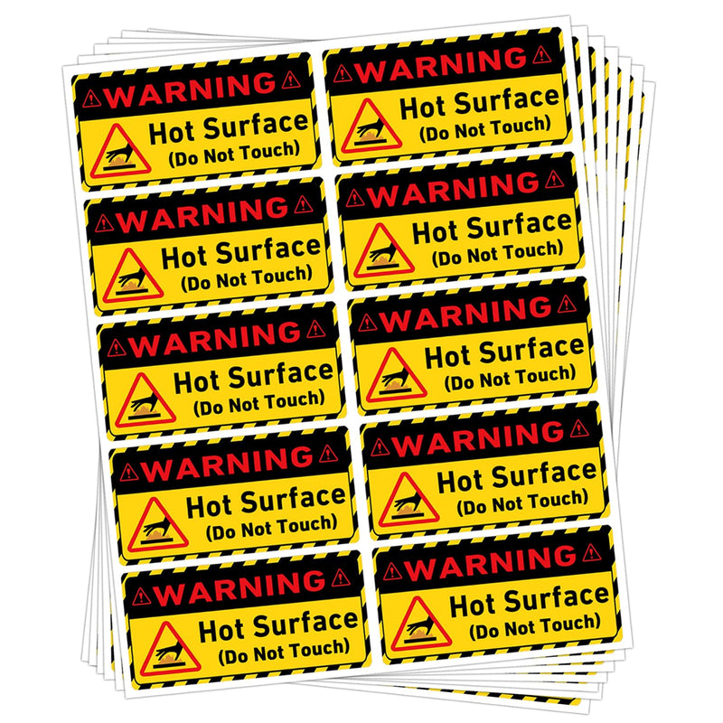 Warning Hot Surface Labels,1 x 2 Inch Caution Hot Surface Warning Stickers, Danger Safety Do Not Touch Sign (500 Pcs)