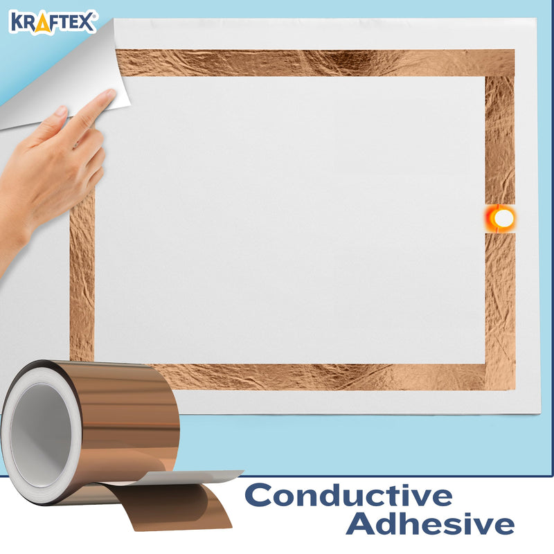 [Australia - AusPower] - Kraftex Copper Tape [2 Inch x 33ft]. Copper Tape Conductive Adhesive use as Copper Tape for Slugs, Copper Shielding Tape for Guitars, Faraday Tape or Copper Flashing roll. 
