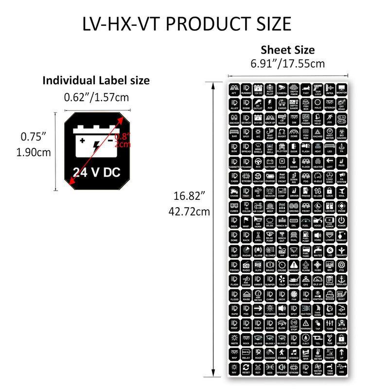 Littversions Hexagon Vertical 200 Pcs AC DC 6/8/12 Gang Switch Control Panel Labels Marine Boat Car Truck RV ATV Camper BA80 GA80 BB80 GB80 BC60 GC60 AR800 AR-820 RC800 RA80 X2