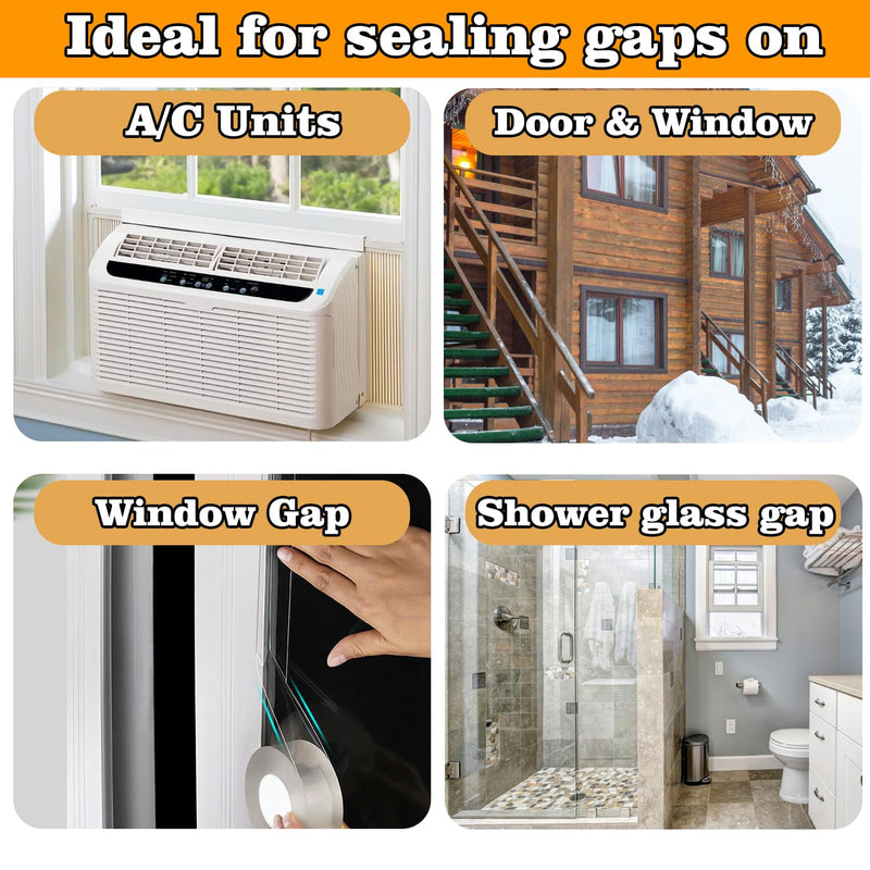 [Australia - AusPower] - Transparent Air Conditioner Window Seal Weather Sealing Tape 2 Inch x 33 FT Weather Stripping Residue-Free Clear Window Insulation Tape for Shower Glass Gaps and Doors Windproof Tape 2 IN - 33Ft 