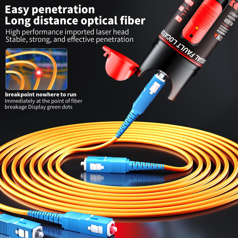 [Australia - AusPower] - Visual Fault Locator 30KM - Rechargeable VFL Fiber Optic Tester Kit Include Single Mode 9/125um FC Male to LC Female Adapter, Fiber Optic Lights for Network Cable 30km-Rechargeable 