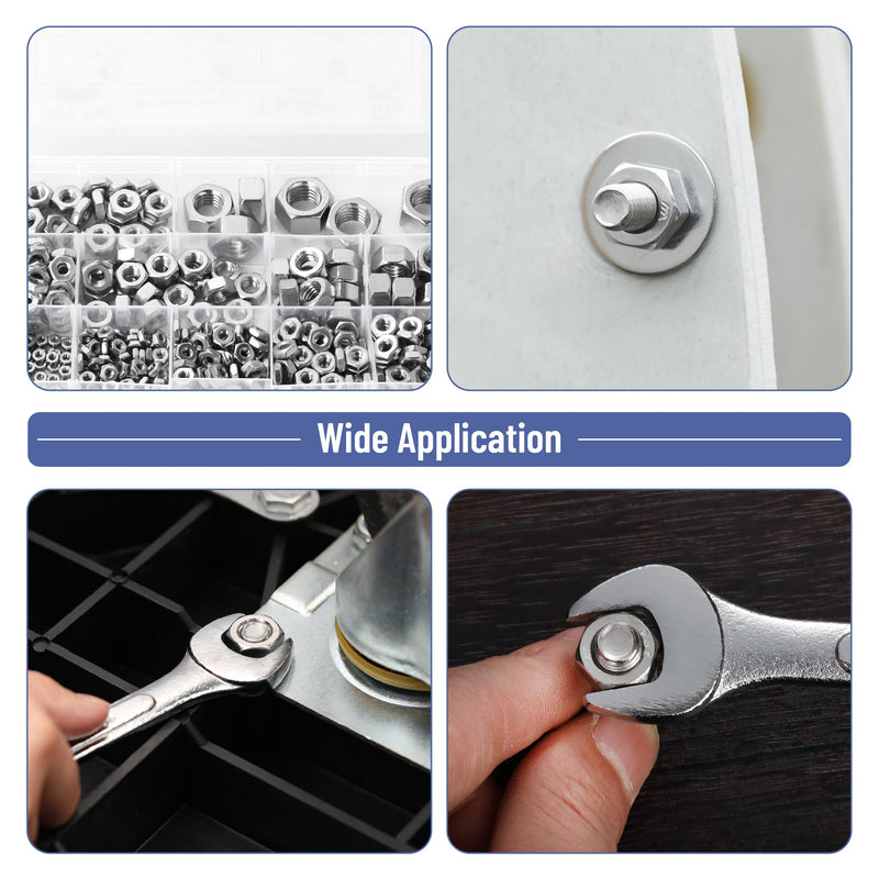 [Australia - AusPower] - Mr. Pen- SAE Hex Nuts Assortment Kit, 405 pcs, Stainless Steel, Hardware Nuts, 1/4-20 Nut Set, 3/8 Nut, 5/16 Nut, 3/8 Nuts, 10-32 Nut, 5/16 Nuts, 1/4 Nuts, 5/16-18 Nut, 1/4-20 Nuts, 6-32 Nut 