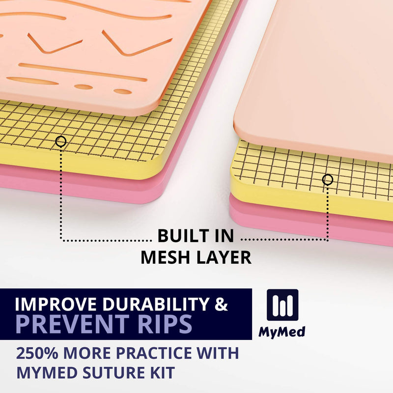 [Australia - AusPower] - Complete Suture Practice Kit for Medical Students, Improved Stitches Kit Medical Including 2 x Large Suture Pads 1 x Plain, 1 x Pre-Cut, 5 Suture Tools, Surgical Practice Kit (Education Use Only) 