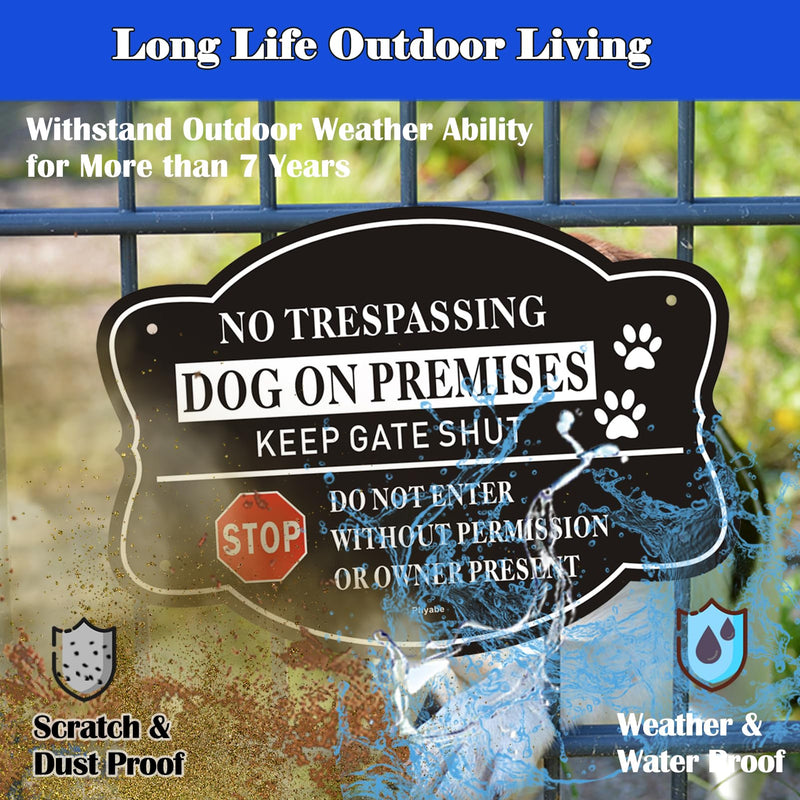 [Australia - AusPower] - 2 Pack No Trespassing Dog On Premises Keep Gate Shut Do Not Enter Sign, 10 x 7 inch Rust Free Aluminum Dog Sign, Weather Resistant, Waterproof, Durable Ink, Easy to Install 