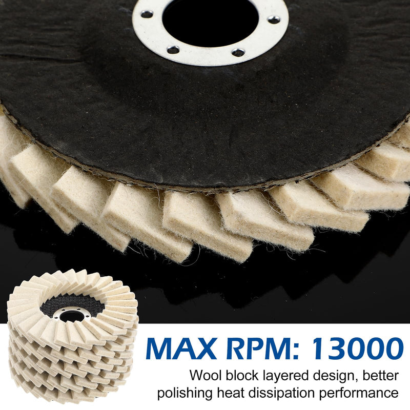[Australia - AusPower] - 8 Pcs Wool Polishing Wheel Disc and Polishing Compounds Set Includes 5 Thicken Arbor Buffing Wheel 3 Buffing Compound 4 1/2 x 7/8 Inch Felt Flap Disc for Angle Grinder, Multi Surface 