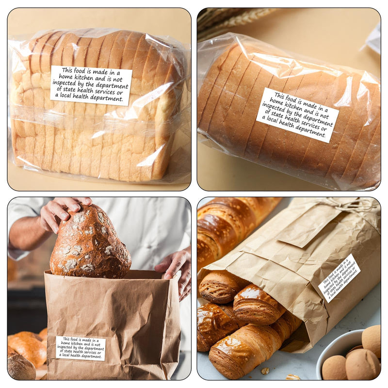 500pcs Cottage Food Law Labels Stickers, 5x2cm/2x0.79in Thermal Paper Self-Adhesive Labels Made in Home Kitchen Inspection Statement for Homemade Bakery Food Packaging