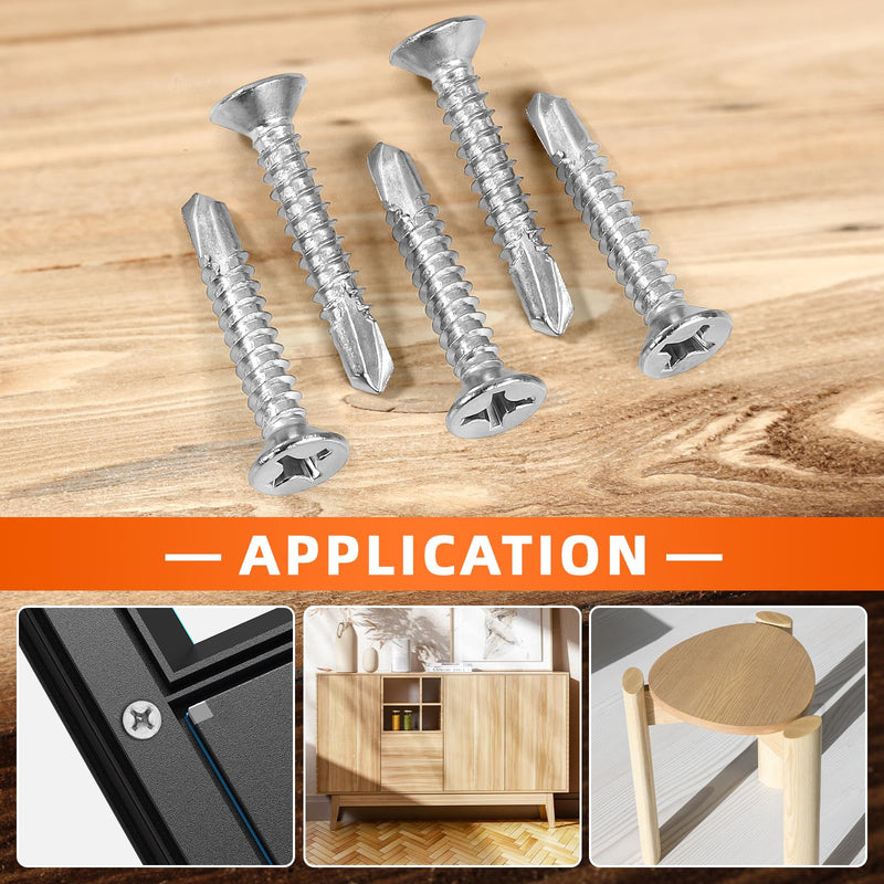 [Australia - AusPower] - #6 x 1/2" Flat Head Self Drilling Screws Sheet Metal Screws, 410 Stainless Steel, 100 PCS #6 x 1/2" 