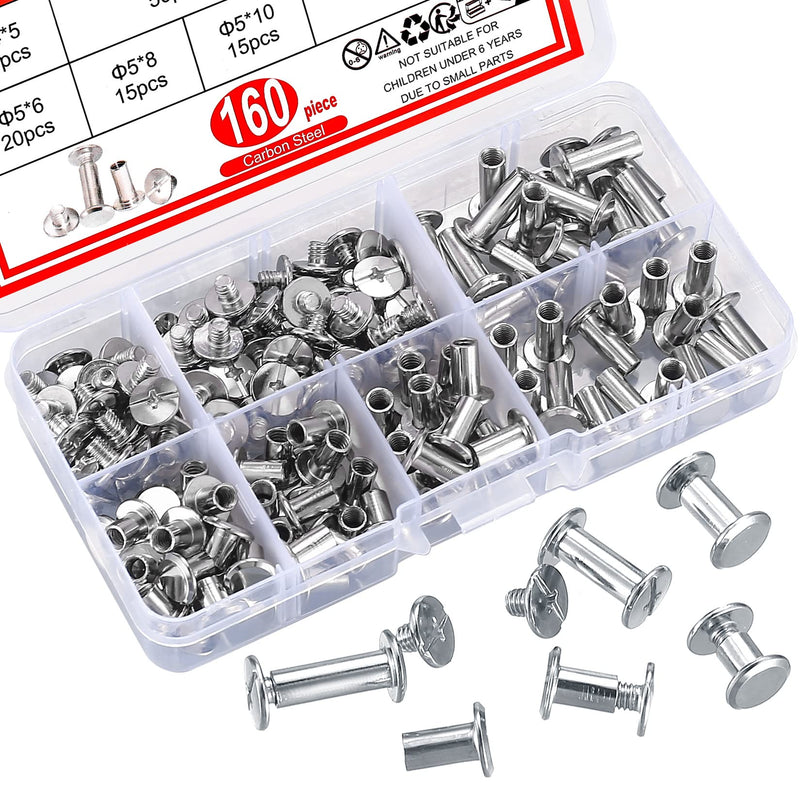 [Australia - AusPower] - 160 Pcs Chicago Screws and Extention Posts, Chicago Scrapbook Extension Posts and Screws, M4 M5 Photo Albums Book Phillips Binding Screws and Posts for Leather Saddles Purses Belt Scrapbook 