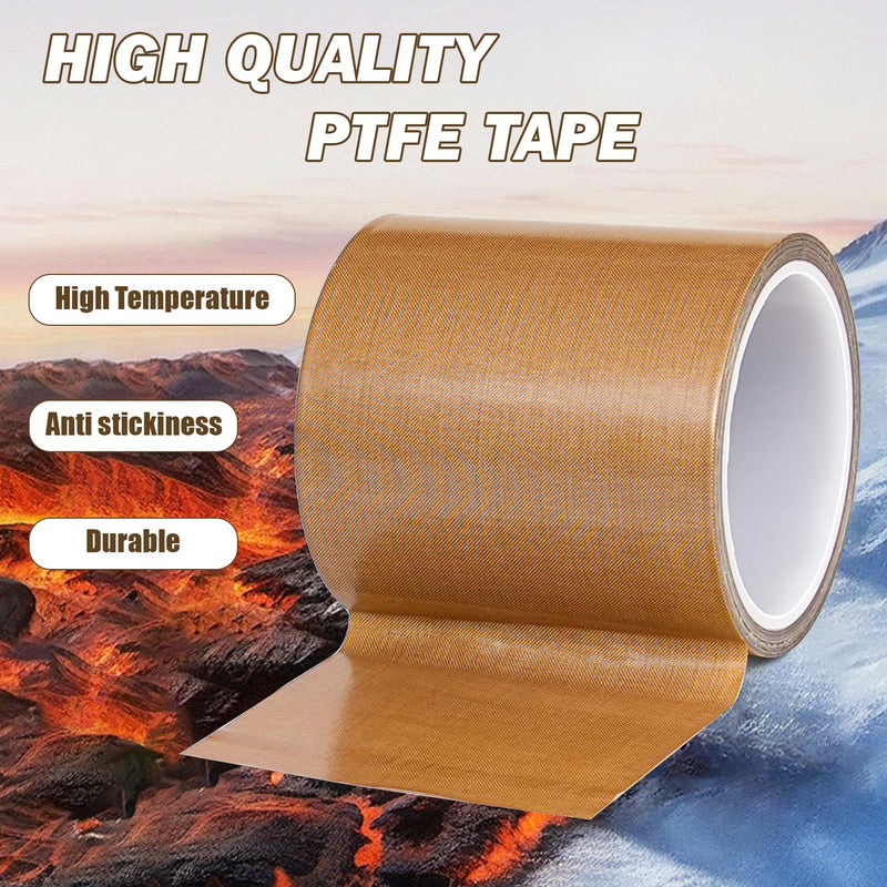 Teflone Glass Cloth Tape (4 inch x 33 Feet x 0.18mm), High Temperature PTFE Heat Resistant Adhesive Tape Non-Stick Surface for Vacuum Sealer Machine, Heat Press, Packaging, Electrical Use 4inx33ft