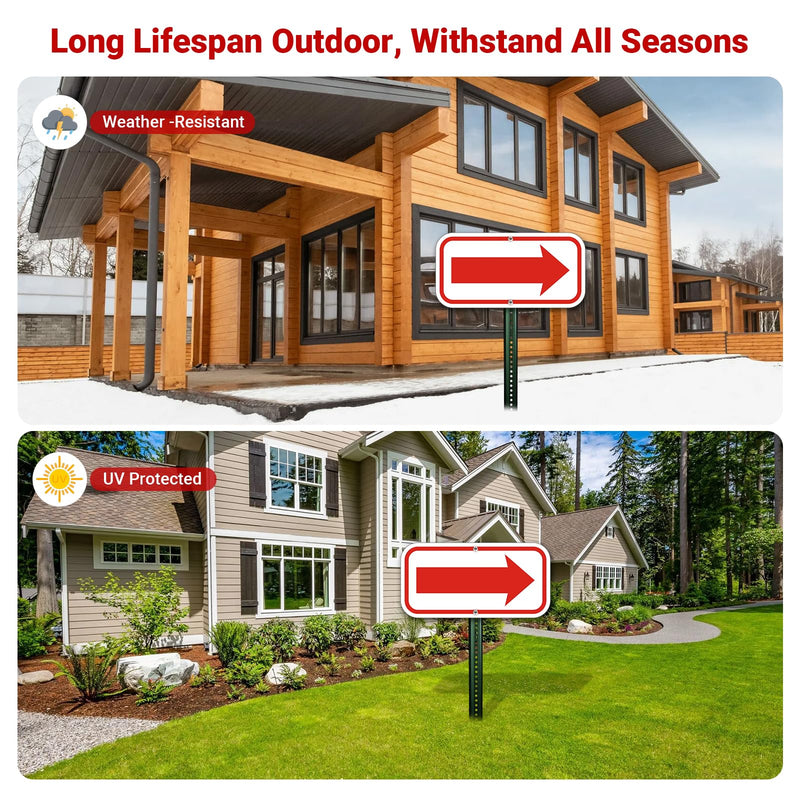 (2 Pack) Red Arrow Signs, 12” x 6” Rust Free Aluminum Reflective Signs, This Way Directions Arrow Sign, UV Protected, Fade Resistant, Weatherproof, Easy to Mount ﻿ 2