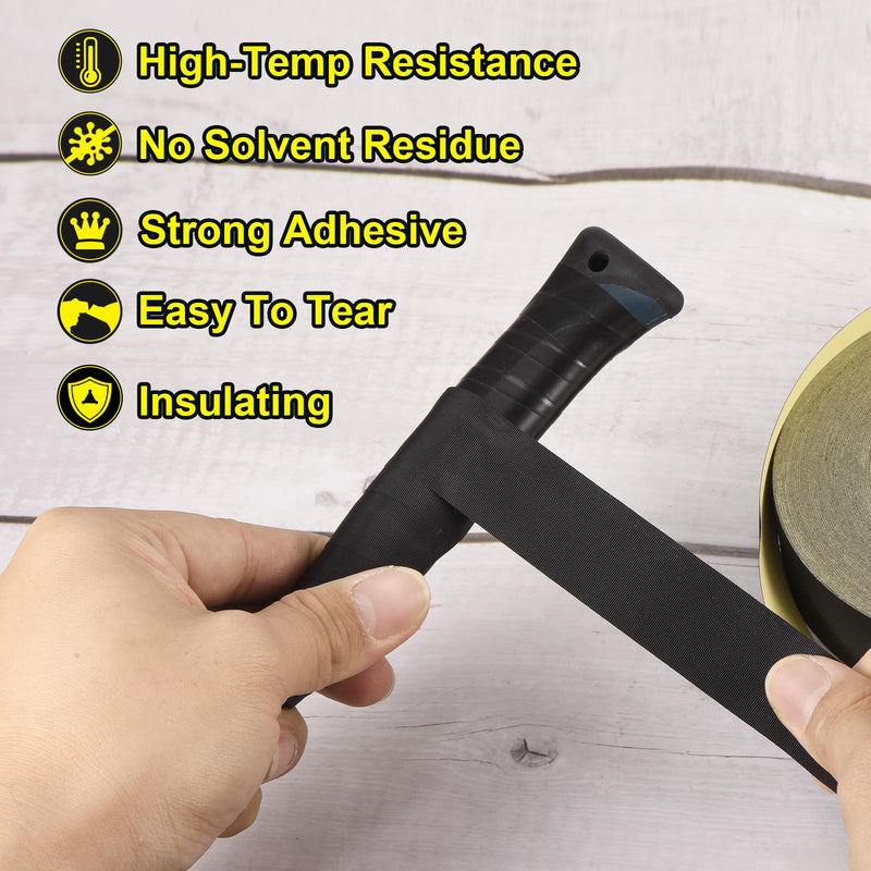 MECCANIXITY Insulating Acetate Cloth Adhesive Tape, 1.8in x 98ft Black Electrical Heat Resistant Fabric Tape with Paper for Laptop Electric Automotive Guitar Repair Wire Harness, 2Pcs 2