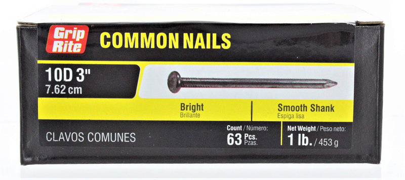 [Australia - AusPower] - GRIP-RITE 10C1 FASN'ERS 10D 9 Gauge 5/16" Head Bright Common 3" Construction/Framing Nails 66 Pack 
