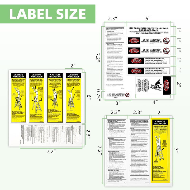 6-Pack Fiberglass Ladder Safety Label Kits Replacement for Werner Step Ladder, Extension Ladder Safety Sticker for Home, Commercial, Maintenance Use on Step & Extension Ladders