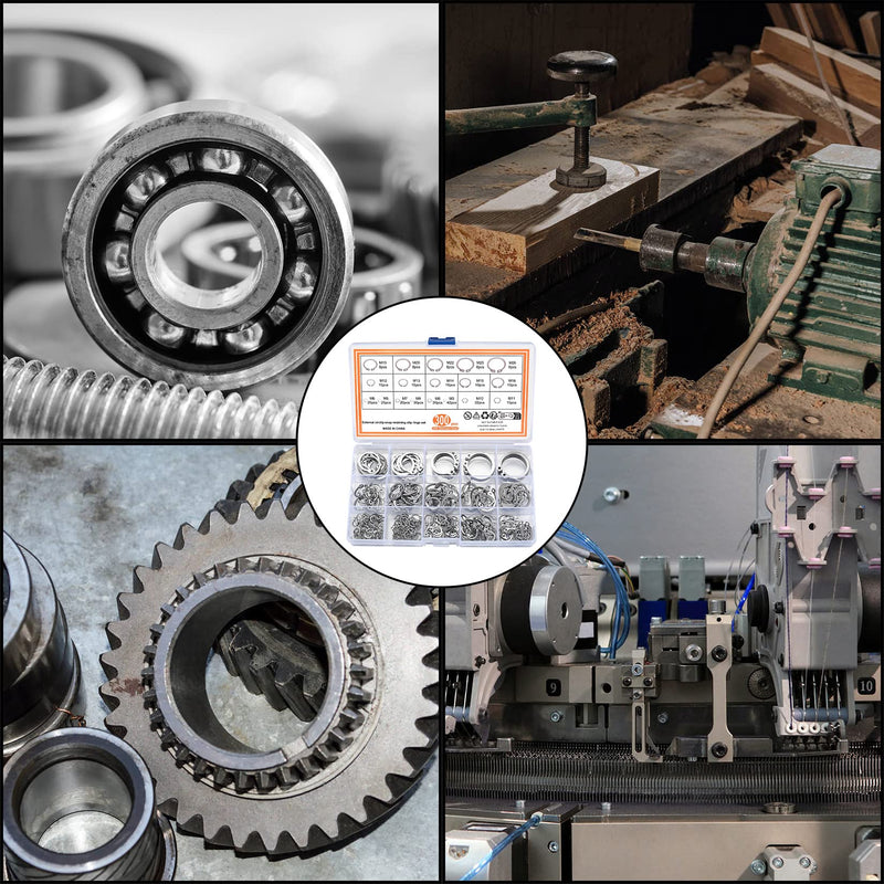 [Australia - AusPower] - 300 Pcs Retaining Ring Set, Internal Snap Rings Kits, Stainless Steel External Circlip Snap Retaining Clip Rings, 18 Sizes Circlip Retaining Snap Rings Assortment Kit for Grooved Shafts, Pins, Studs 