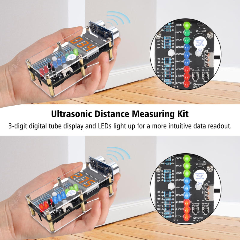 [Australia - AusPower] - MIOYOOW Ultrasonic Ranging Alarm DIY Kit, HC-SR04 Ultrasonic Distance Measurer Soldering Practice Kit with LED Lights, STEM Soldering Electronic Projects for School Learning 