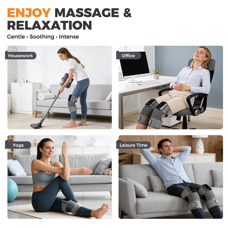 YAZHI Cordless Knee Massager for Pain Relief – Electric Heated Knee Brace, 5 Heat Levels & 3 Massage Modes, Gifts for Men and Women 2pack 2pcs