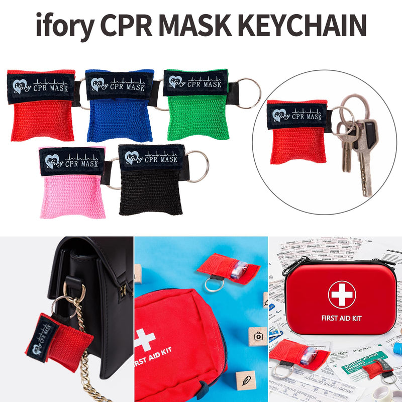 [Australia - AusPower] - 50 Packs CPR Pocket Mask Keychain, CPR Face Shield with One Way Valve Breathing Barrier for First Aid or ADE Training 1 Count (Pack of 50) 