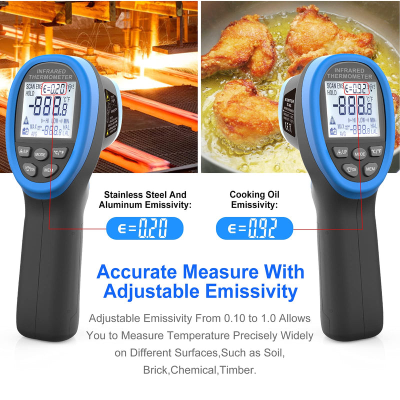Infrared Thermometer Gun - BTMETER BT-985C Non Contact 16:1 IR Laser Temperature Gun Digital Instant Read -50℃~800℃(-58℉~1472℉) for Food Cooking Kitchen Grilling HVAC (NOT for Human Temp) BT-985C(-58 ℉ to 1472℉)