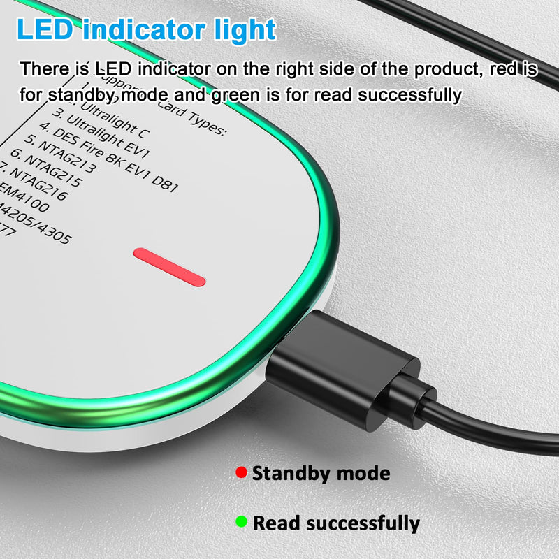 [Australia - AusPower] - RFID Reader 125KHz and 13.56Mhz Card USB Reader Plug and Play USB HID Device Emulate Keyboard for Win Linux Android iOS White 