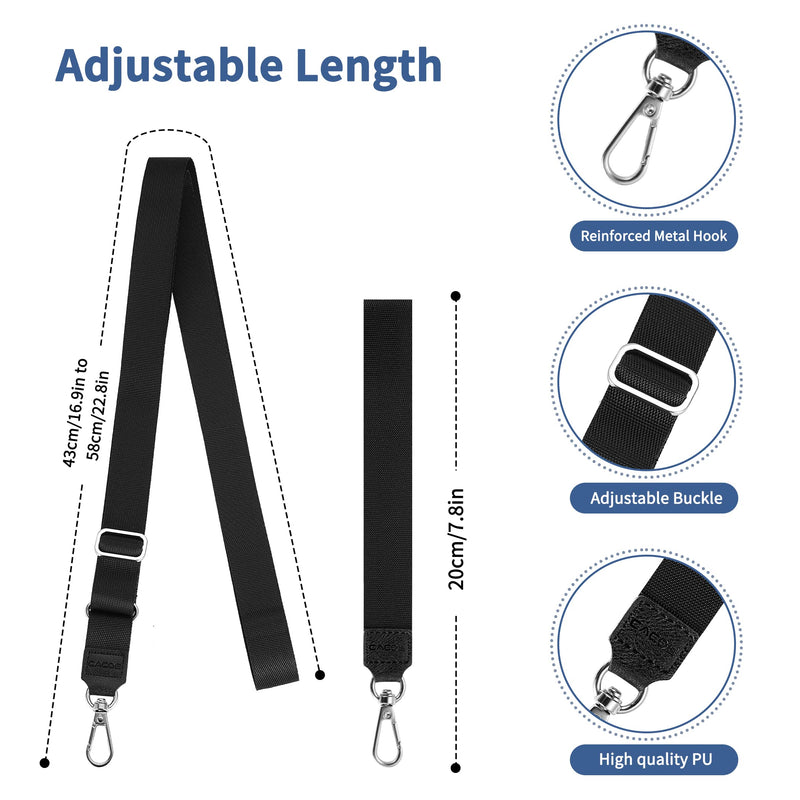 [Australia - AusPower] - CACOE Phone Lanyard 2 Pack-1× Adjustable Neck Strap,1× Wrist Strap,2× Pads,Multifuctional Universal Crossbody Cell Phone Lanyards,Compatible with Most Smartphones(Black) Black 