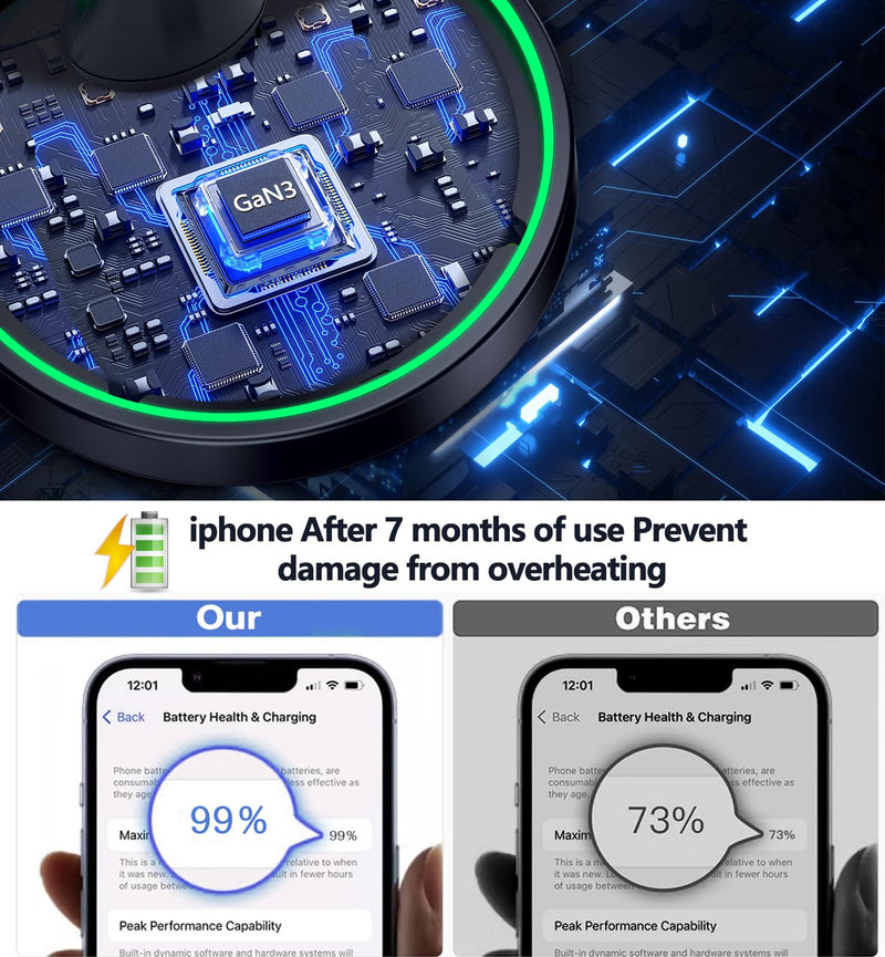 [Australia - AusPower] - Magnetic Wireless Charger Stand 15W Fast Mag-Safe Charger for iPhone 15/15 Pro/15 Plus/15 Pro Max/14/13/12 Series Magnet Wireless Charging Station/Pad with Sleep-Friendly Light for AirPods 3/Pro/Pro 2 Black 