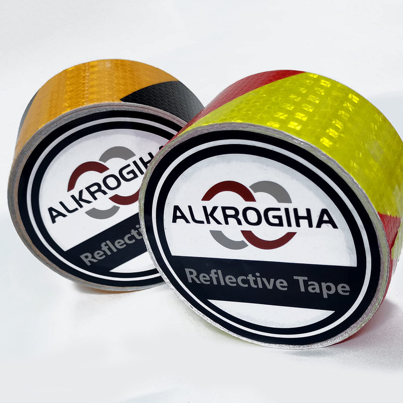 Reflective Tape Waterproof Conspicuity Strong Adhesive Reflector Tape Warning Safety Reflective Tape for Vehicles Red/Yellow