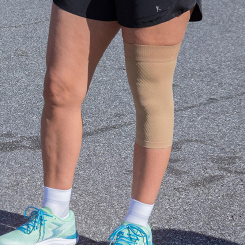 [Australia - AusPower] - OrthoSleeve Compression Knee Brace/Sleeve for ACL, MCL, Injury Recovery, Meniscus Tear, knee pain, aching knees, patellar tendonitis & arthritis Tan Large 
