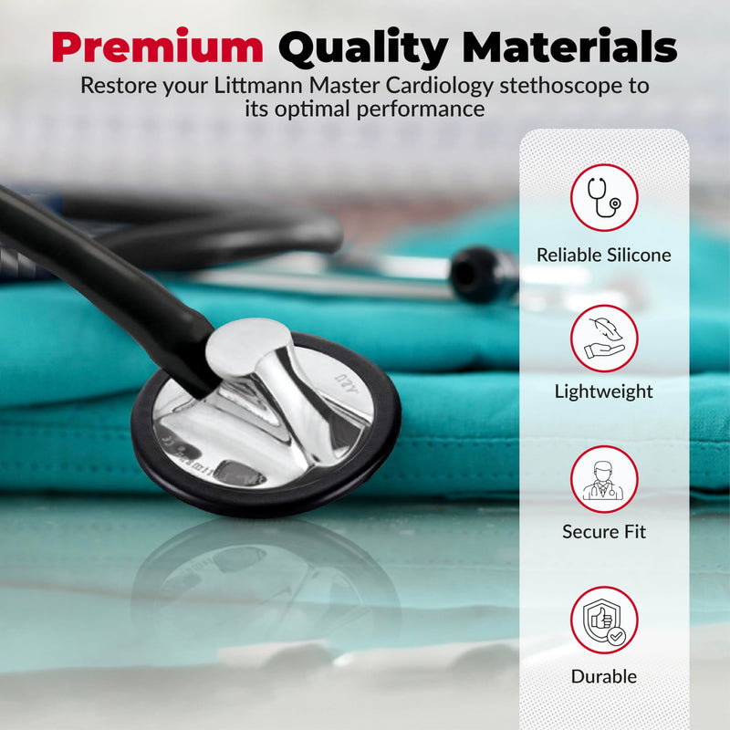 [Australia - AusPower] - Stethoscope Replacement Part Kit for Littman Master Cardiology – Fits Master Cardiology Model (Black) 