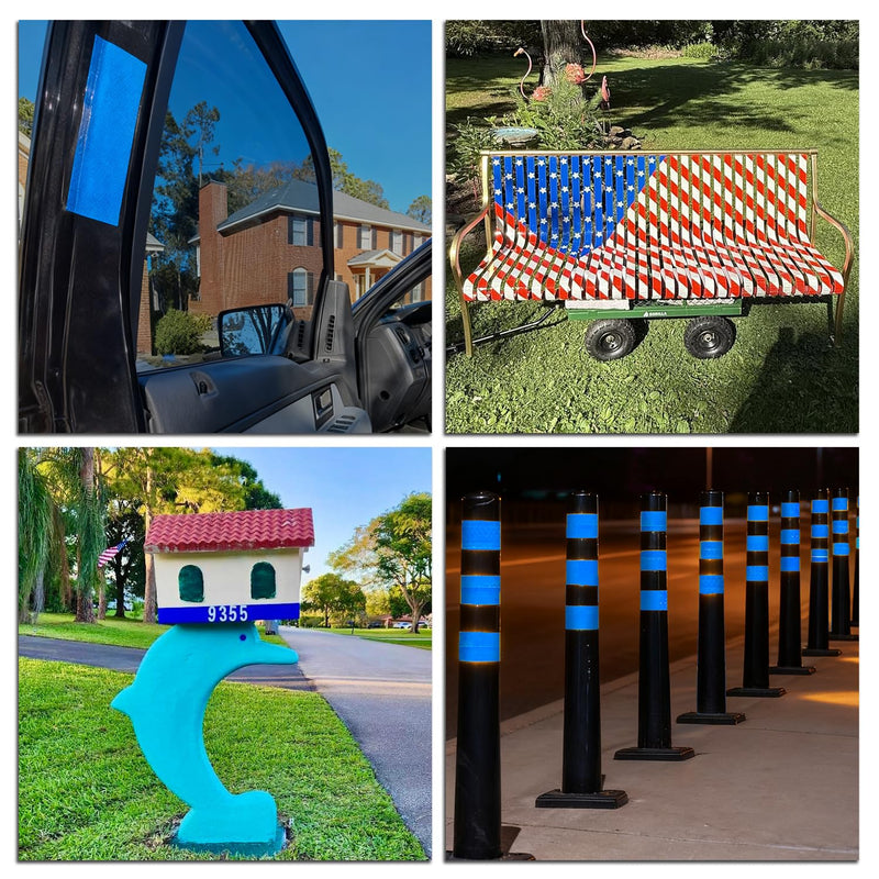 SWRT Reflective Tape 2 Inch x 30 Feet DOT-C2 Shining Star Fade Resistant Blue Reflective Tape Outdoor Waterproof Strong Adhesive Safety Warning Tape Reflector Conspicuity Tape for Trailer Trucks Bike