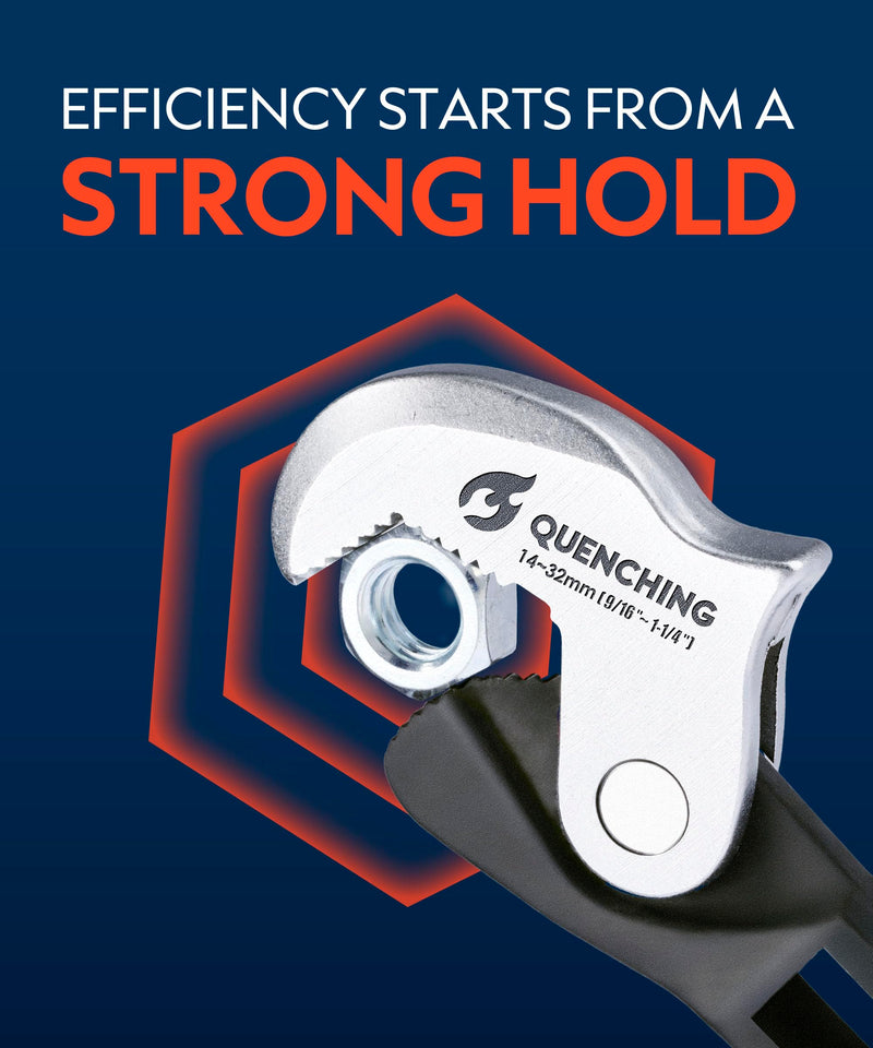 QUENCHING Crowfoot Wrench Set, Self-Adjusting 3-Piece Kit for Automotive Repair, Fits 1/4", 3/8", 1/2" Drives, 5–32mm Range, Spring-Loaded Grip for Tight Access Bolts, Fuel Lines & Brake Line Work 3-Piece Set