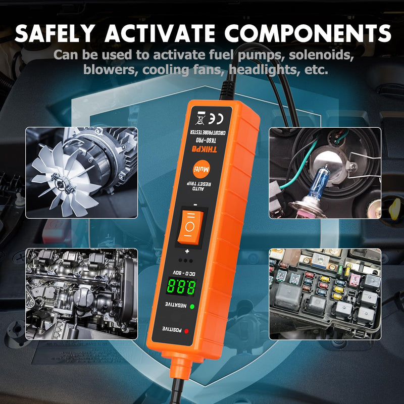 [Australia - AusPower] - THIKPO Power Circuit Probe Tester Kit, 6V-24V DC Test Light, Automotive Circuit Tester Car Short Finder, Component Activation, Polarity Identify, Overload Protection, Voltage Tester 0.3v-80v 