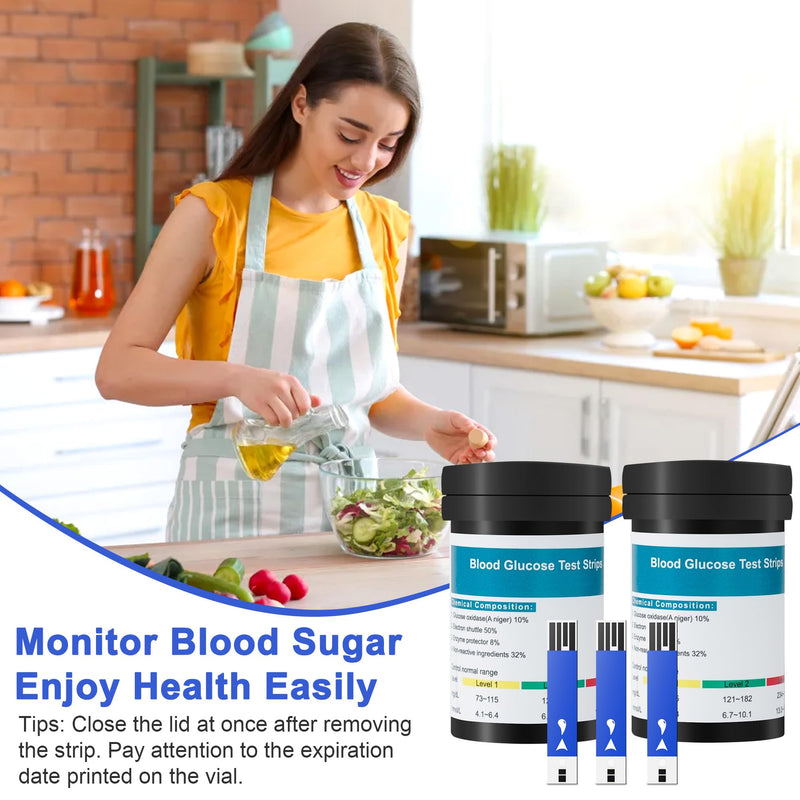 Blood Glucose Test Strips Set -Lvonge 100PC Test Strips for Use Only with Lvonge Blood Glucose Monitor G520/501, Home Diabetes Blood Glucose Testing Kit