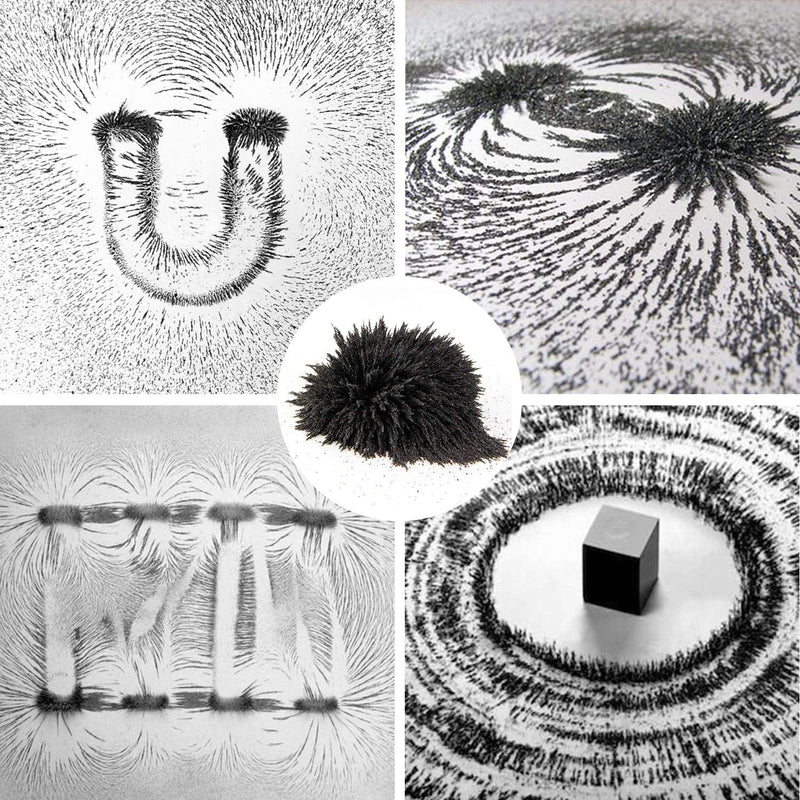 [Australia - AusPower] - DAILYLIFE Iron Powder Iron Filings for Science Experiments, 1 Pound (16 Ounces) Magnetic Sand with 4 Magnets for Magnetic Field School Project, Metal Shavings Iron Oxide Powder Children Toys 