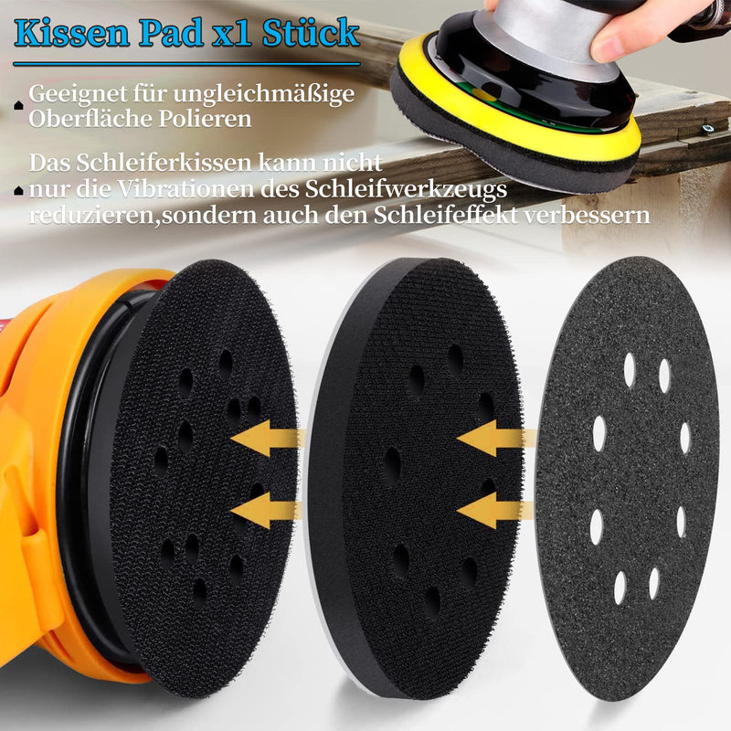 [Australia - AusPower] - ALPXUXP Pack of 51 Sandpaper 125 mm Velcro 2000 Grit Wet Dry Sanding Discs 8 Holes Silicon Carbide Sanding Sheets Professional for Random Orbital Sander (Includes 1 Piece Cushion Pad) for Car Metal P2000 Grit 