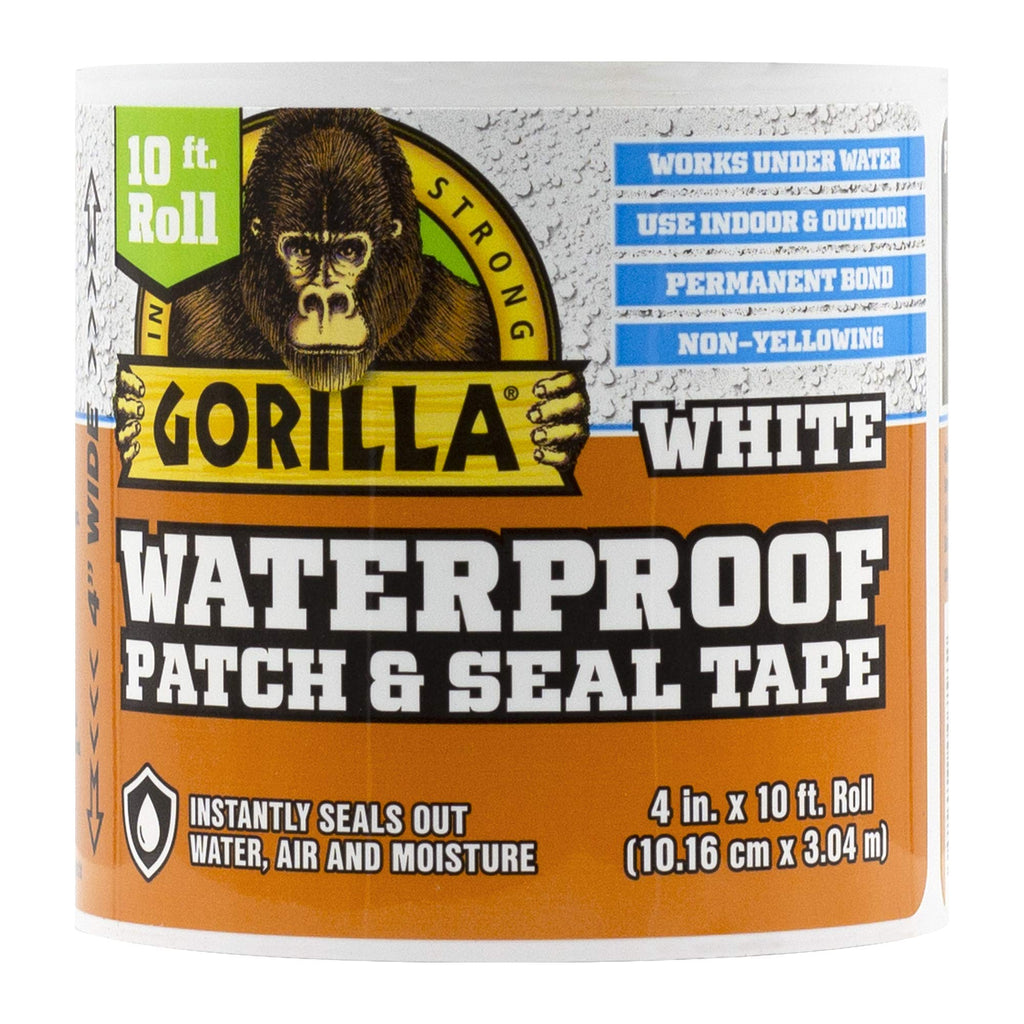 Gorilla Waterproof Patch & Seal Tape 4" x 10' White, (Pack of 1) 1 Pack