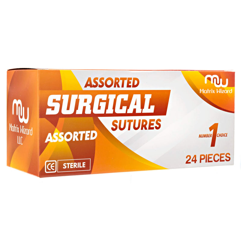 [Australia - AusPower] - Mixed Sterile Suture Thread with Needle (Dissolvable and Non-dissolvable 0, 2-0, 3-0, 4-0, 5-0, 6-0) - Stitch Up Gear, Medical Surgical Suturing Kit, First Aid Field Emergency Demo, Camping Safety Kit 
