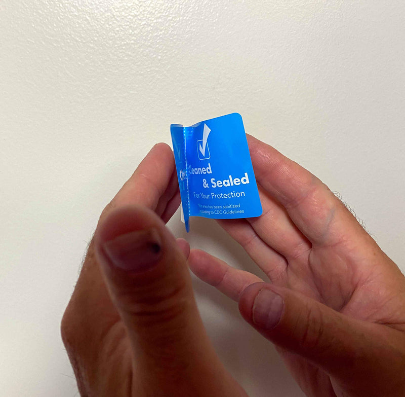 Cleaned and Sealed Tamper Seal Labels Blue 2 x 4 Inch 500 Total Labels Tamper Evident Tape for Hotels, House, & Car Rentals, White Plastic Permanent Adhesive, Tape Indicates Cleanliness & Security