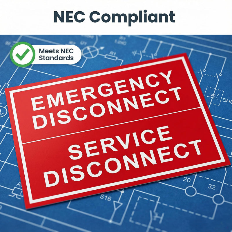 12 Pack Reflective Emergency Disconnect Stickers, Night-Visible Solar Warning Labels NEC Compliant, 5"x 3.5" Waterproof Vinyl Decals for Electrical Panels, Breaker Boxes & PV Rapid Shutdown 12 Pack (Reflective)